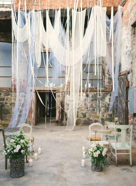 white_cheesecloth arch